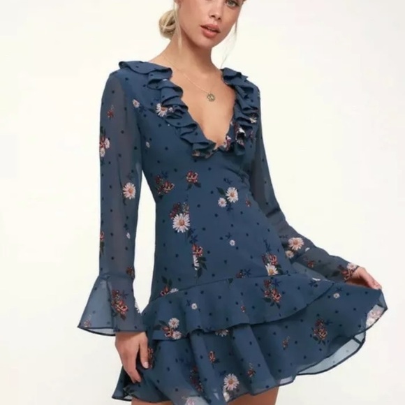 Keepsake The Label Blue Floral Casual Dress - Picture 4 of 10